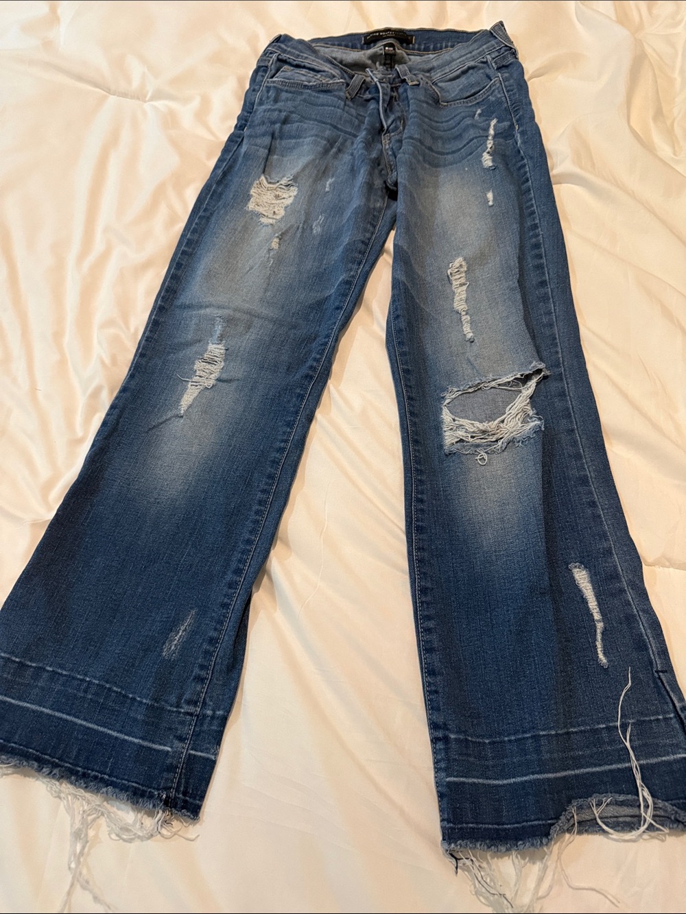 Flying Monkey Distressed Wide-Leg Jeans - Medium Blue